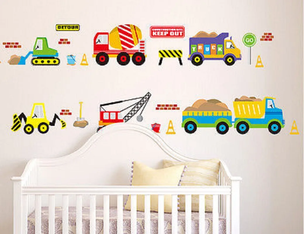 50x70cm DIGGER Wall Decals Construction Trucks Tractor Room Decor Art stickers Colorful For Kids Rooms Brand New | Дом и сад