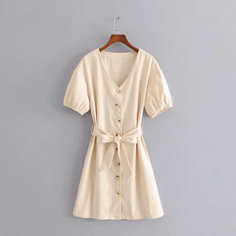 Stylish Chic Khaki Button Sashes Denim Dress Cute Women Slim V-Neck Puff Sleeve Dresses Vestidos for Sweet Girls Streetwear
Stylish Chic Khaki Button Sashes Denim Dress Cute Women Slim V-Neck Puff Sleeve Dresses Vestidos for Sweet Girls Streetwear