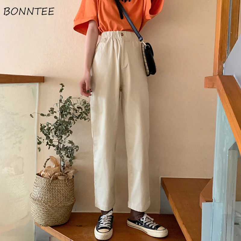 Pants Women Solid Loose Harajuku Soft Summer Ankle-Length Trousers Korean Style Womens Elastic Waist Female Pockets All-match
Pants Women Solid Loose Harajuku Soft Summer Ankle-Length Trousers Korean Style Womens Elastic Waist Female Pockets All-match