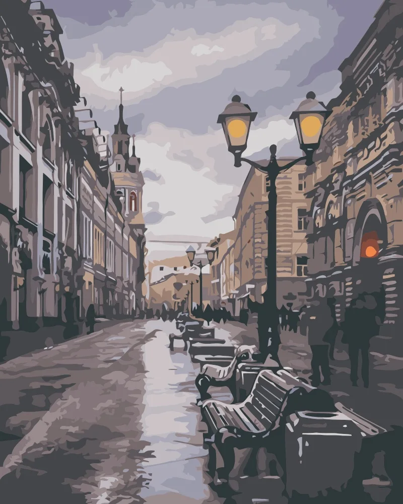 mahuaf i754 moskova gece sokak manzara boyama tuval uzerine sayilar diy petrol dijital numara kitlerine gore boya ev dekor icin painting by numbers painting numberslandscape painting aliexpress
