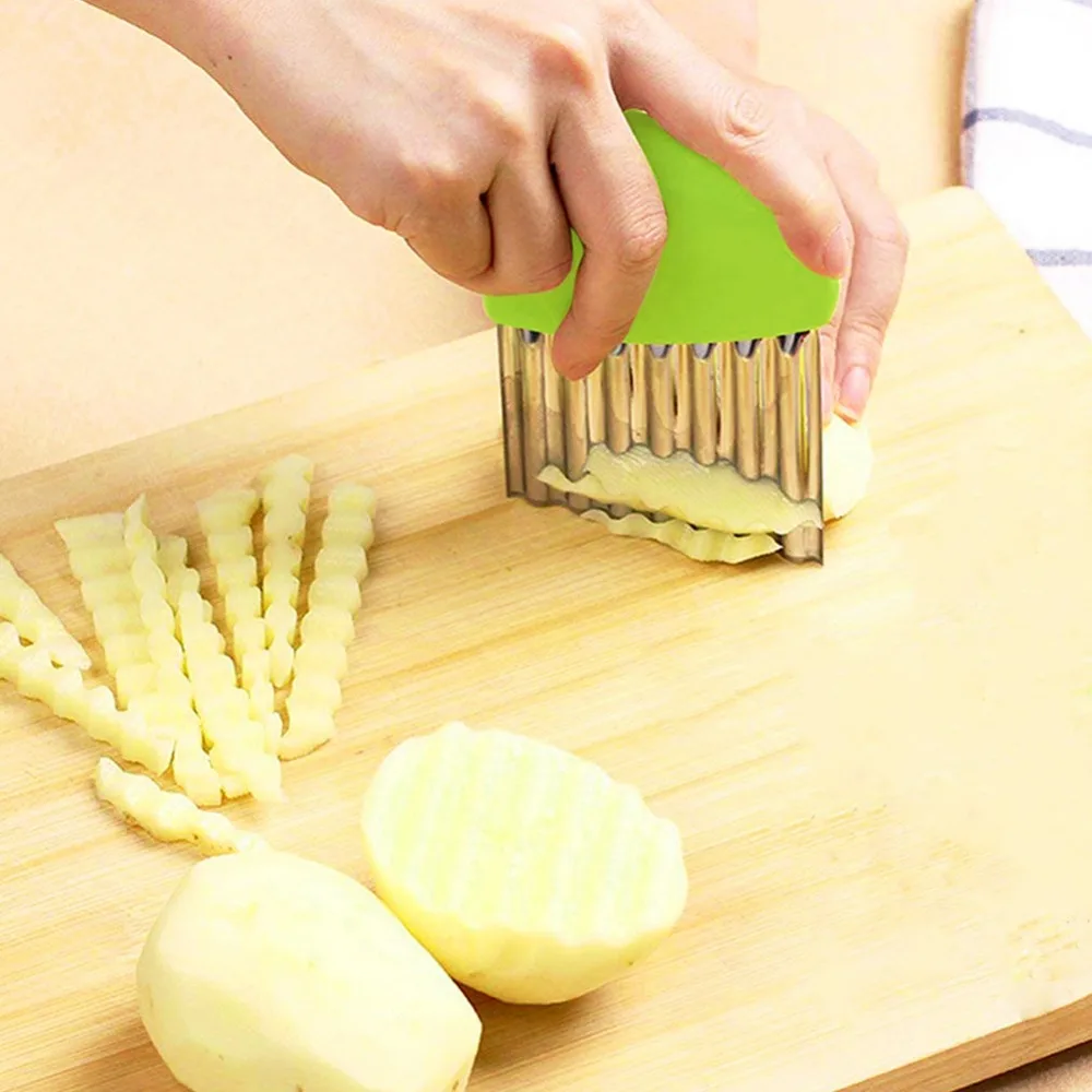 1pc Potato Wavy Cutter Knife Stainless Steel Blade French Fry Cutters Fruit Vegetable Potato Peeler Kitchen Cooking Tools Gadget
1pc Potato Wavy Cutter Knife Stainless Steel Blade French Fry Cutters Fruit Vegetable Potato Peeler Kitchen Cooking Tools Gadget