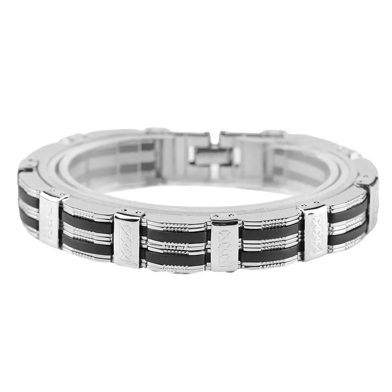 Black Simple Geometric Shape Stainless Steel Bracelet Men Chain Charms Gift Personality Male Jewelry | Украшения и аксессуары