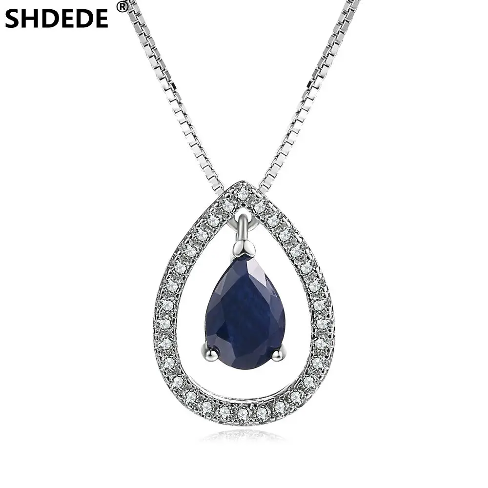 SHDEDE 925 sterling silver fashion jewelry with natural sapphire pear shaped fashion OL Pendant Necklace Engagement Jewelry
SHDEDE 925 sterling silver fashion jewelry with natural sapphire pear shaped fashion OL Pendant Necklace Engagement Jewelry