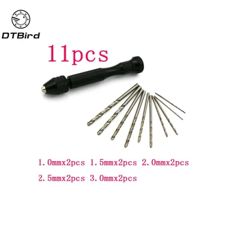11PCS Mini Micro Twist Drill Bits Set 0.4mm-2.0mm High Speed Steel Precision Pin Vise Hand Drill Keyless Chuck Jewelry Tool
11PCS Mini Micro Twist Drill Bits Set 0.4mm-2.0mm High Speed Steel Precision Pin Vise Hand Drill Keyless Chuck Jewelry Tool