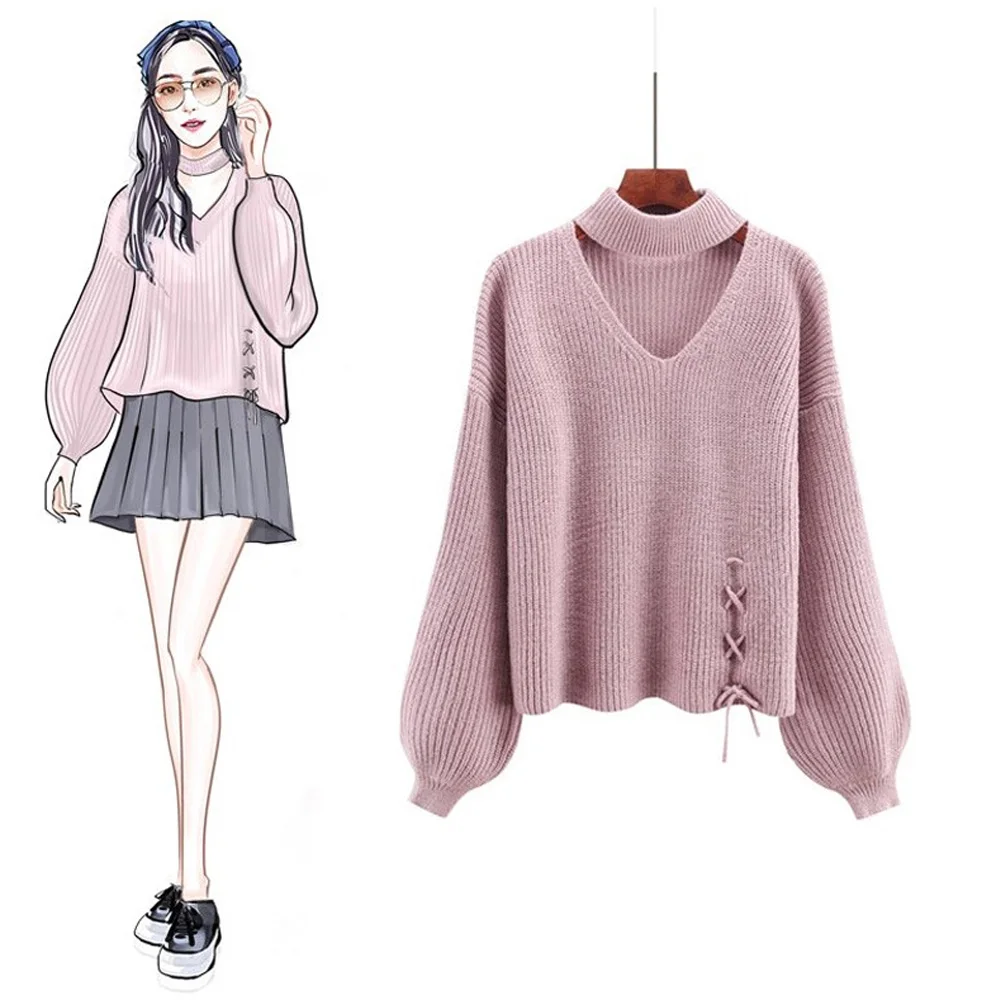 Joineles Winter Chunky Choker Casual Women Sweaters 4 Solid Colors Lace Up Lantern Sleeves Female Pullovers Knitting Jumper Tops
Joineles Winter Chunky Choker Casual Women Sweaters 4 Solid Colors Lace Up Lantern Sleeves Female Pullovers Knitting Jumper Tops