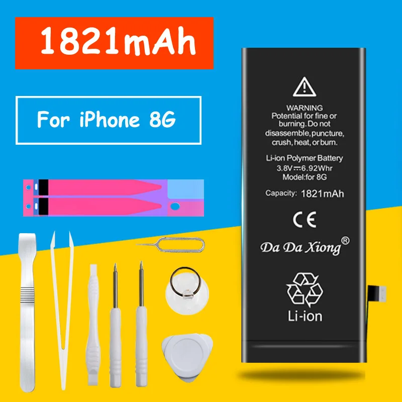Original Da Da Xiong Battery for iPhone 8 8G 8GS 1821mAh Li-polymer Built-in Lithium Replacement batteries +Free Tools
Original Da Da Xiong Battery for iPhone 8 8G 8GS 1821mAh Li-polymer Built-in Lithium Replacement batteries +Free Tools