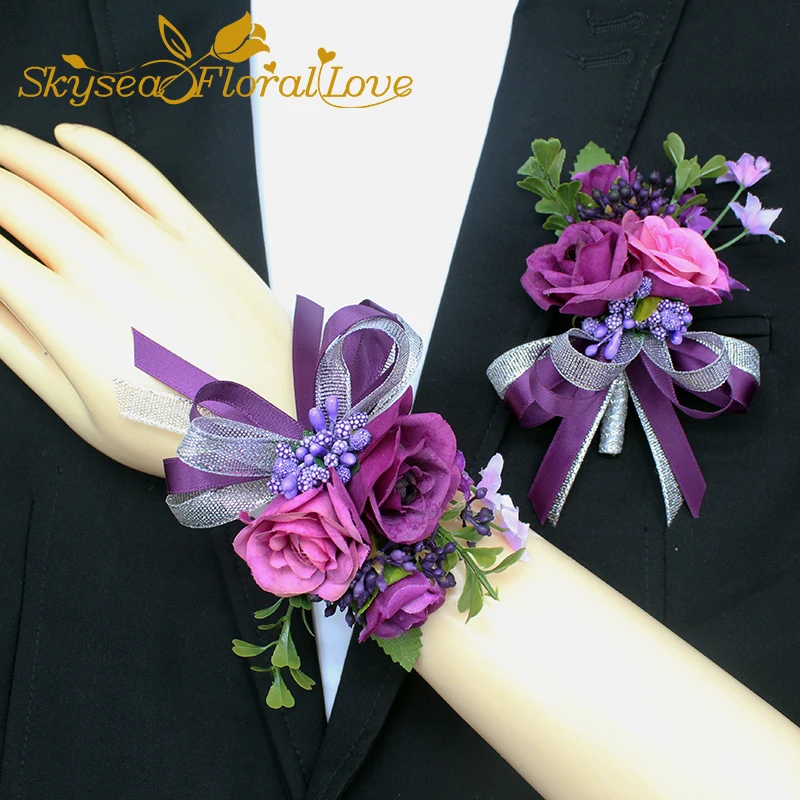 Wedding corsages and boutonnieres purple blue bridegroom brooch bride bridesmaid bracelet wrist flowers
Wedding corsages and boutonnieres purple blue bridegroom brooch bride bridesmaid bracelet wrist flowers