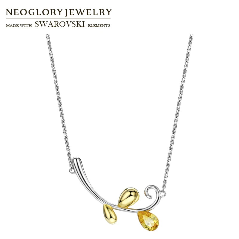 Ожерелье с длинным кулоном Neoglory Crystal & S925 серебряным покрытием элегантное