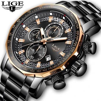 LIGE Watches Men Luxury Chronograph Stainless Steel Large Dial Quartz Men Watch Casual Sport Waterproof Watch Relogio Masculino
LIGE Watches Men Luxury Chronograph Stainless Steel Large Dial Quartz Men Watch Casual Sport Waterproof Watch Relogio Masculino