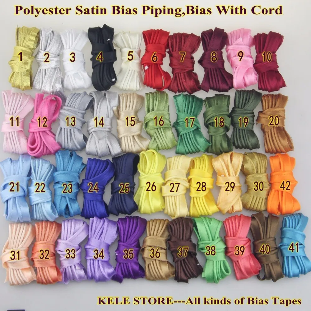 Free Shipping - Polyestersatin Bias cord tape, Piping tape, size:12mm,1/2" 20yds,Metallic Golden/Silver Black white red ivory
Free Shipping - Polyestersatin Bias cord tape, Piping tape, size:12mm,1/2" 20yds,Metallic Golden/Silver Black white red ivory