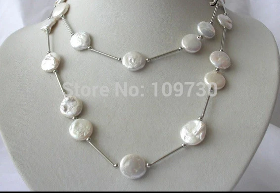Jewelr 003976 stunning long 35" 14mm round coin white freshwater cultured pearl necklace
Jewelr 003976 stunning long 35" 14mm round coin white freshwater cultured pearl necklace