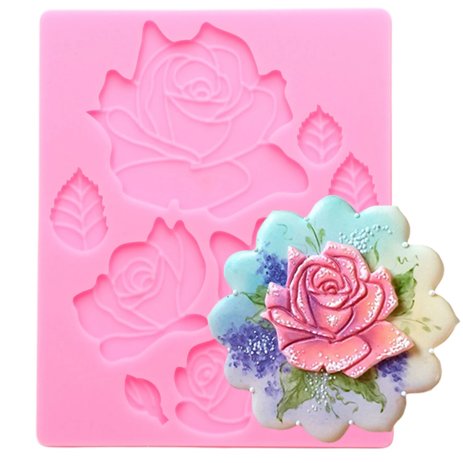 

3D Rose Flower Silicone Mold DIY Wedding Cake Decorating Tools Cupcake Topper Fondant Chocolate Candy Gumpaste Moulds