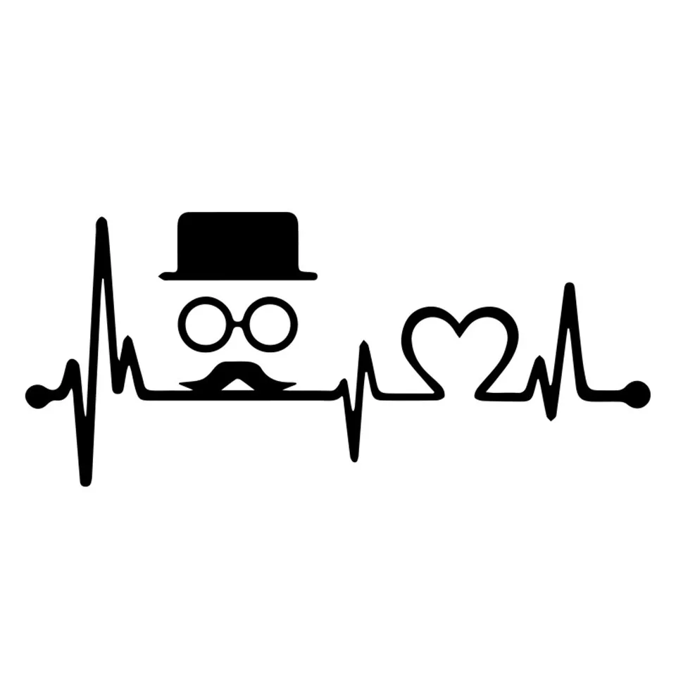 Cunymagos Hipster Top Hat Moustache Heartbeat Lifeline Stickers Motorcycle Car Vinyl Sticker Car styling Decal Stickers Funny 20.3cm8 (3)