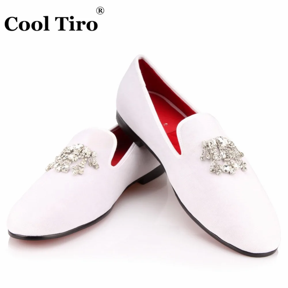 Crystal Tassel White velvet Loafers Men Flats (8)