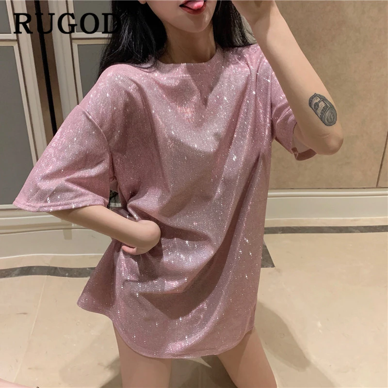 RUGOD Korean chic Bright silk shirts women Fashion mid-length round neck T shirt female clothing Casual solid oversized tops tee
RUGOD Korean chic Bright silk shirts women Fashion mid-length round neck T shirt female clothing Casual solid oversized tops tee