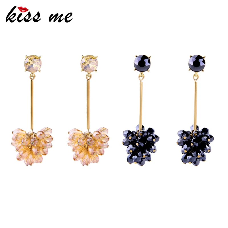 Фото KISS ME Black&ampYellow Glass Grape Bunches Drop Earrings For Women Party Gifts 2019 New Dangle Earring Fashion Jewelry Accessories |