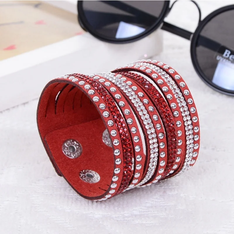 1 pcs Women's fashion Multilayer Wrap crystal Leather wide Cuff Bracelet cute jewelry pulseira feminina
1 pcs Women's fashion Multilayer Wrap crystal Leather wide Cuff Bracelet cute jewelry pulseira feminina