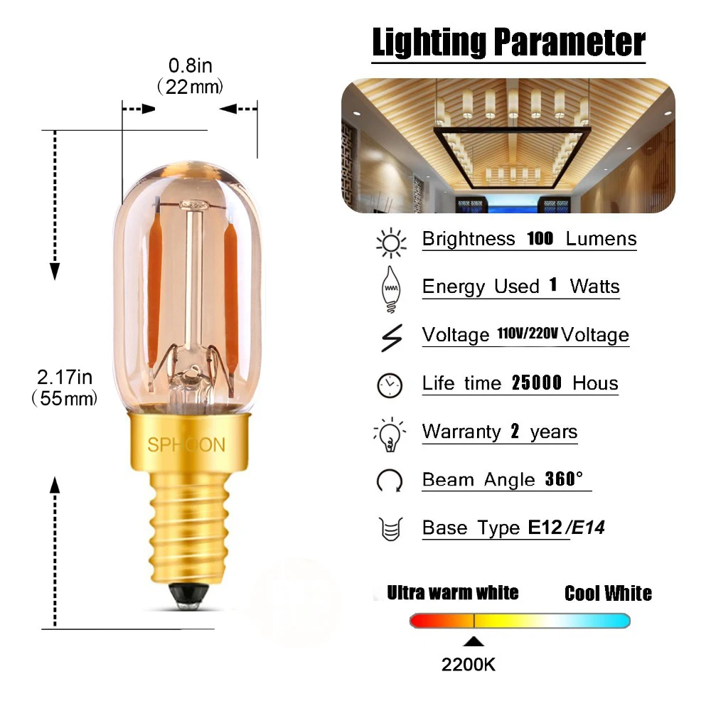 Hargodman T22 Dimmable LED The Amber Glass T22 Tubular1W 2200K E12 E14 110-240V Perfect for Decorative Pendant Lighting Hargodman T22 Dimmable LED The Amber Glass T22 Tubular1W 2200K E12 E14 110-240V Perfect for Decorative Pendant Lighting