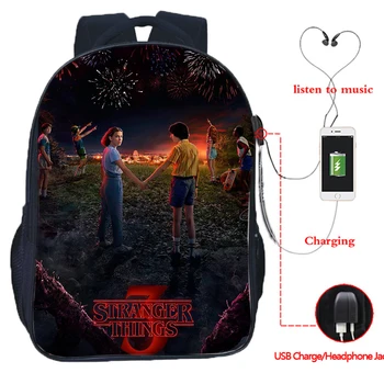 Stranger Things 3 Multifunction USB Charge School Bag Boys Girls Travel Bags Mochila Headset Jack Backpack for Teens Students
Stranger Things 3 Multifunction USB Charge School Bag Boys Girls Travel Bags Mochila Headset Jack Backpack for Teens Students
