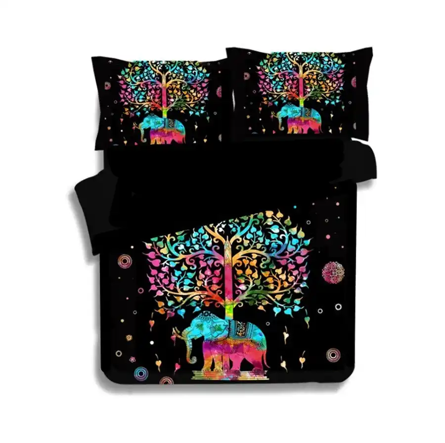 Indian Multi Color Elephant Bedding Set 3d Bohemian Mandala Duvet