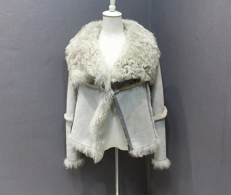 female genuine sheep skin and leather jacket (8)