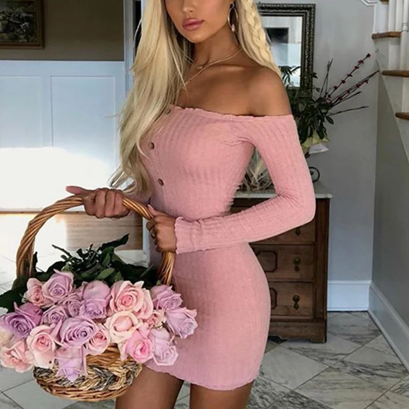 Autumn Slash-Neck Knitted Dress Long Sleeve Black White Dress Slim Elegant 2018 New Women Sexy Off Shoulder Club Dress 6Q2172
Autumn Slash-Neck Knitted Dress Long Sleeve Black White Dress Slim Elegant 2018 New Women Sexy Off Shoulder Club Dress 6Q2172
