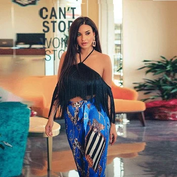 Women Black White Tassel Spaghetti Strap Bandage Top 2019 Fashion Sexy Off The Shoulder Backless Short Zipper Summer Party Night
Women Black White Tassel Spaghetti Strap Bandage Top 2019 Fashion Sexy Off The Shoulder Backless Short Zipper Summer Party Night