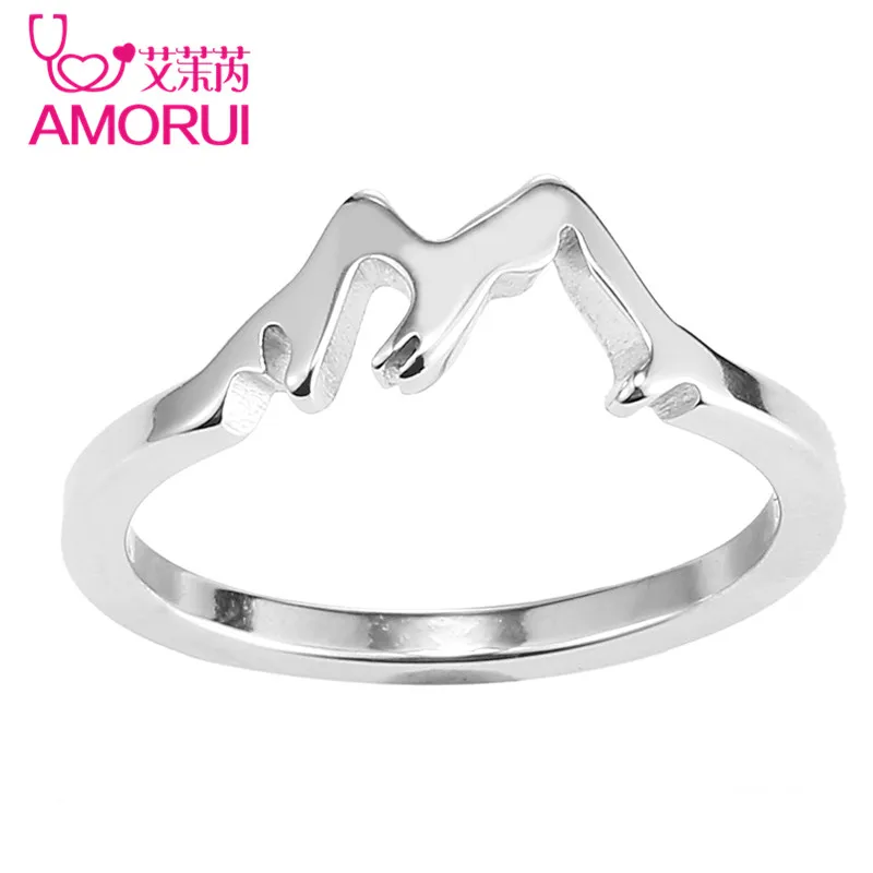 Silver Mountain Range Engagement Ring Outdoor Mountaineering Enthusiasts Stainless Steel Silver Fashion Wedding Rings for Women
Silver Mountain Range Engagement Ring Outdoor Mountaineering Enthusiasts Stainless Steel Silver Fashion Wedding Rings for Women