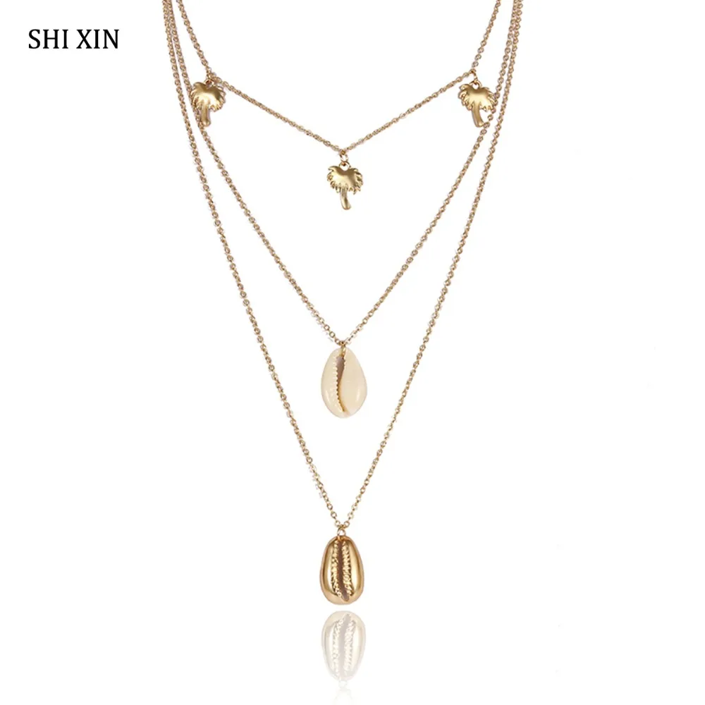 SHIXIN Boho Long Multi Layered Chain Natural Shell Coconut Tree Pendant Choker Necklace Women Fashion Beach Jewelry Female Gifts
SHIXIN Boho Long Multi Layered Chain Natural Shell Coconut Tree Pendant Choker Necklace Women Fashion Beach Jewelry Female Gifts