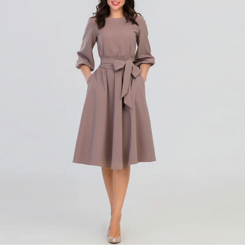 Vintage Spring Women Solid A-Line Pleated Elegant Dresses O-neck 3/4 lantern Sleeve Belt Bow Knee-Length Vestido Dress
Vintage Spring Women Solid A-Line Pleated Elegant Dresses O-neck 3/4 lantern Sleeve Belt Bow Knee-Length Vestido Dress