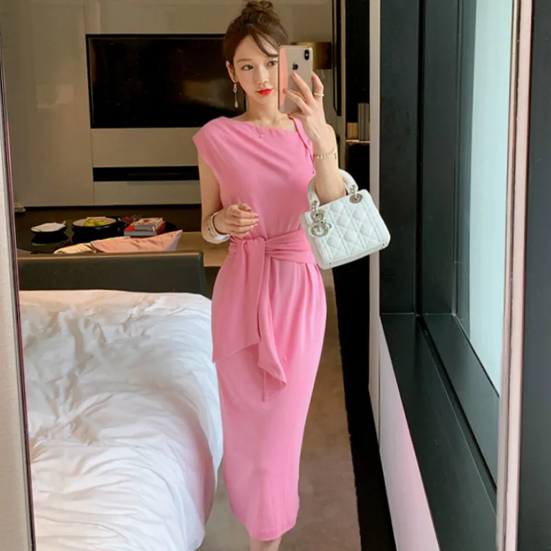 Summer Irregular Sleeveless Vest Cloth Women Pink Bodycon Mid-Calf Pencil Daily Dress
Summer Irregular Sleeveless Vest Cloth Women Pink Bodycon Mid-Calf Pencil Daily Dress