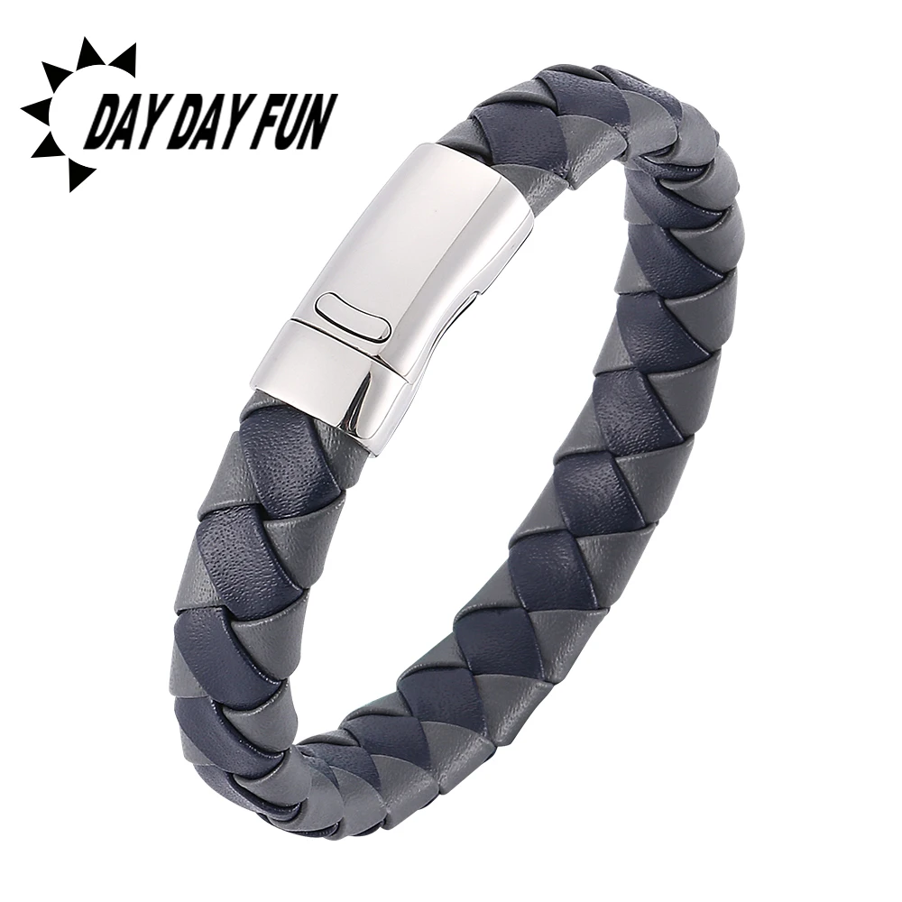 Fashion Men Jewelry Punk Black White Braided Leather Bracelet for Men Stainless Steel Magnetic Clasp Male Wristband Gifts E0032
Fashion Men Jewelry Punk Black White Braided Leather Bracelet for Men Stainless Steel Magnetic Clasp Male Wristband Gifts E0032