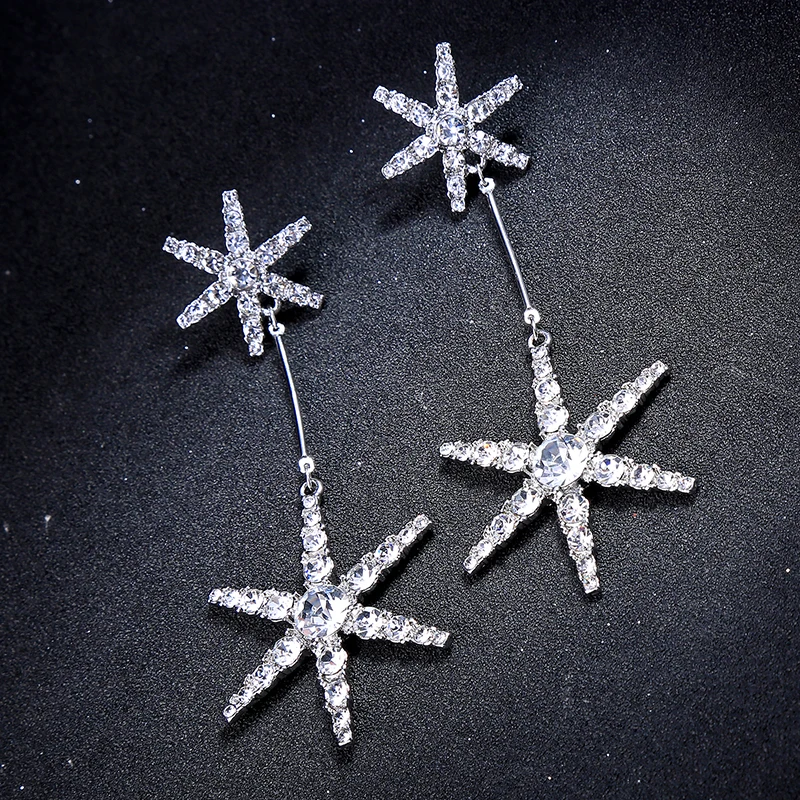 New Fashion Jewelry Luxury Full Crystal Sparkling Star Snowflake Long Dangle Earrings For Women Wedding Gift Accessories
New Fashion Jewelry Luxury Full Crystal Sparkling Star Snowflake Long Dangle Earrings For Women Wedding Gift Accessories