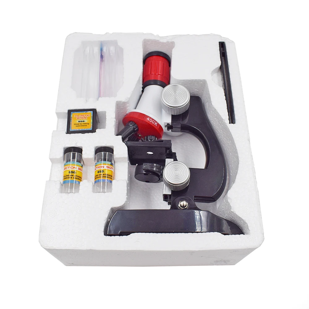 Kit de Microscope LED de laboratoire 100X-400X-1200X maison école Science jouet éducatif cadeau Microscope biologique raffiné pour enfants enfant Kit de Microscope LED de laboratoire 100X-400X-1200X maison école Science jouet éducatif cadeau Microscope biologique raffiné pour enfants enfant