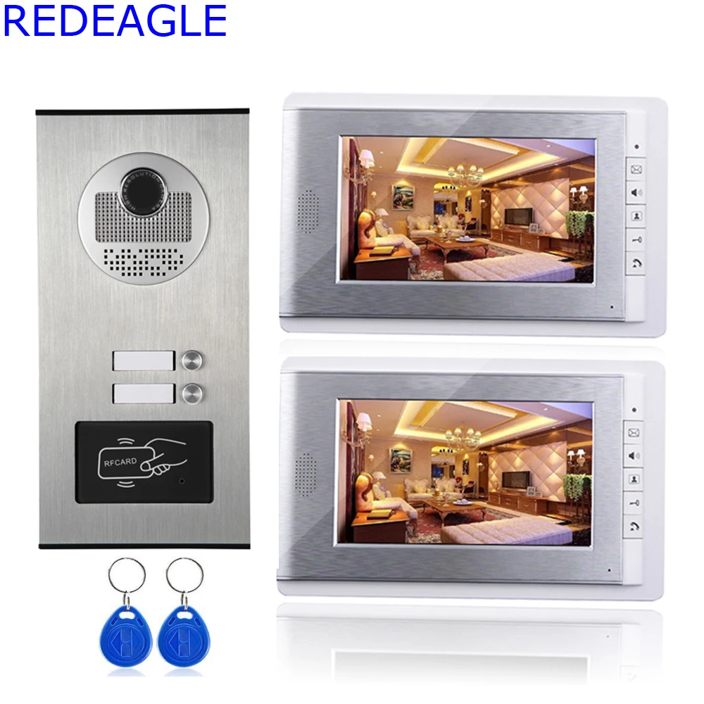Two Unit Apartment 7 inch LCD Video Door Phone Intercom System + RFID Access Outdoor Nihgt Vision Camera for 2 Family
Two Unit Apartment 7 inch LCD Video Door Phone Intercom System + RFID Access Outdoor Nihgt Vision Camera for 2 Family
