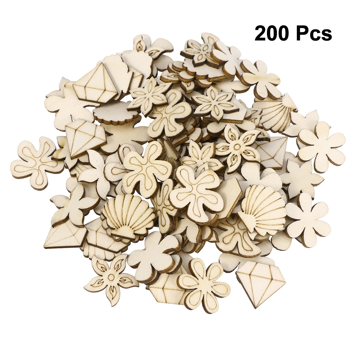 200pcs Wooden Slices Flower Shell Diamond Shaped Hanging Decorations Wood Crafts DIY Accessories Small Pendants(Mixed Pattern)
200pcs Wooden Slices Flower Shell Diamond Shaped Hanging Decorations Wood Crafts DIY Accessories Small Pendants(Mixed Pattern)