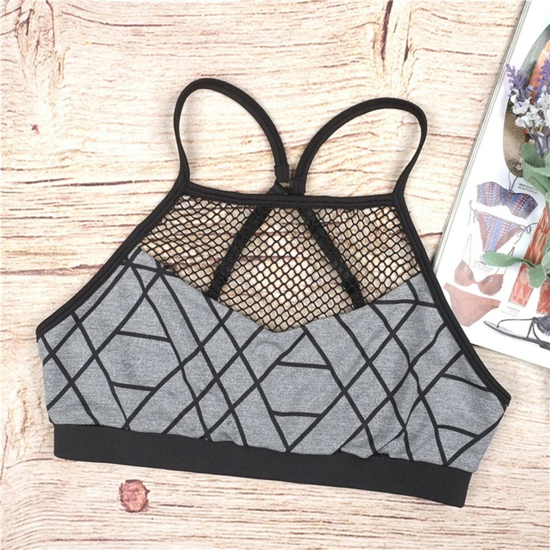 Women Sports Bras for Fitness Yoga Running Gym Print Athleisure Bra Camisole Hot Yoga Mesh Vest Athletic Vest #FS#4JU20 (5)