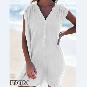 Women Summer Dresses Sundress Solid V Neck Cover Up Beach Wear Swimsuit Cover Up Beachwear Holiday Beach Dress Robe De Plage
Women Summer Dresses Sundress Solid V Neck Cover Up Beach Wear Swimsuit Cover Up Beachwear Holiday Beach Dress Robe De Plage