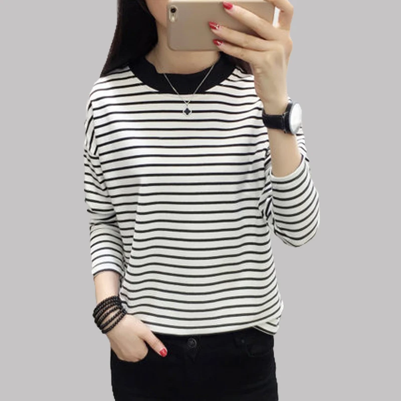 Women Tees T-shirt New Korean Autumn Clothes 2018 Fine Striped Long Sleeve Sweatshirt Collar Women Tracksuit Female Tide Clothes
Women Tees T-shirt New Korean Autumn Clothes 2018 Fine Striped Long Sleeve Sweatshirt Collar Women Tracksuit Female Tide Clothes