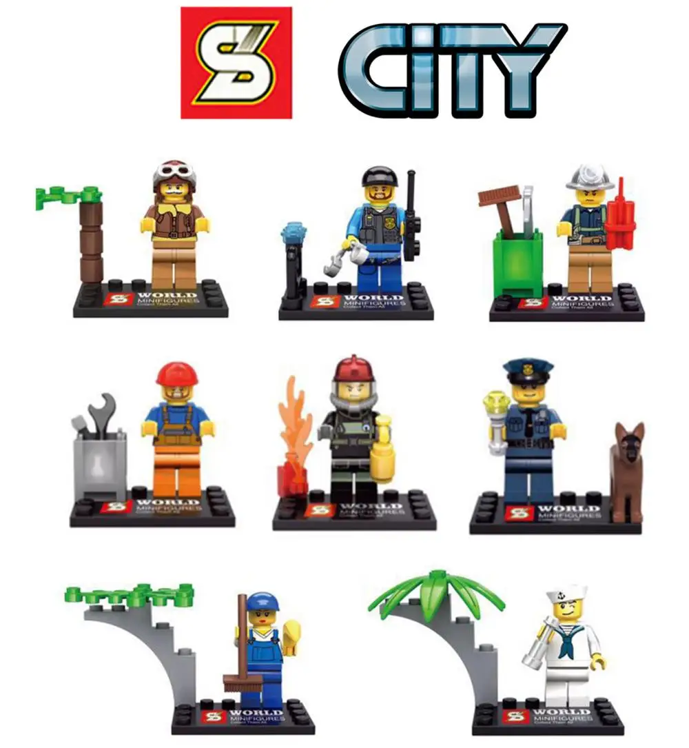 8pcs/Set City Series Police Sailor Fireman Engineer Building Bricks Figure Learning Toy Compatible With Lego Block
8pcs/Set City Series Police Sailor Fireman Engineer Building Bricks Figure Learning Toy Compatible With Lego Block