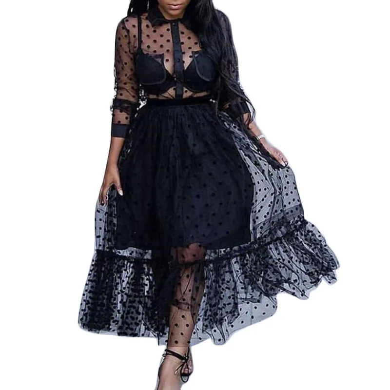 black sexy transparent women polka dot dress elegant see through patchwork ruffle two piece set mesh fashion long dresses robe
black sexy transparent women polka dot dress elegant see through patchwork ruffle two piece set mesh fashion long dresses robe