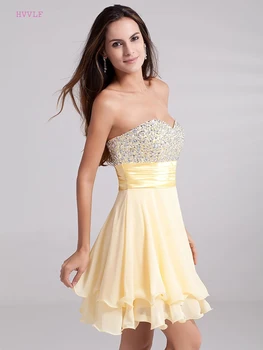 Yellow Homecoming Dresses A-line Sweetheart Short Mini Organza Beaded Crystals Elegant Cocktail Dresses
Yellow Homecoming Dresses A-line Sweetheart Short Mini Organza Beaded Crystals Elegant Cocktail Dresses