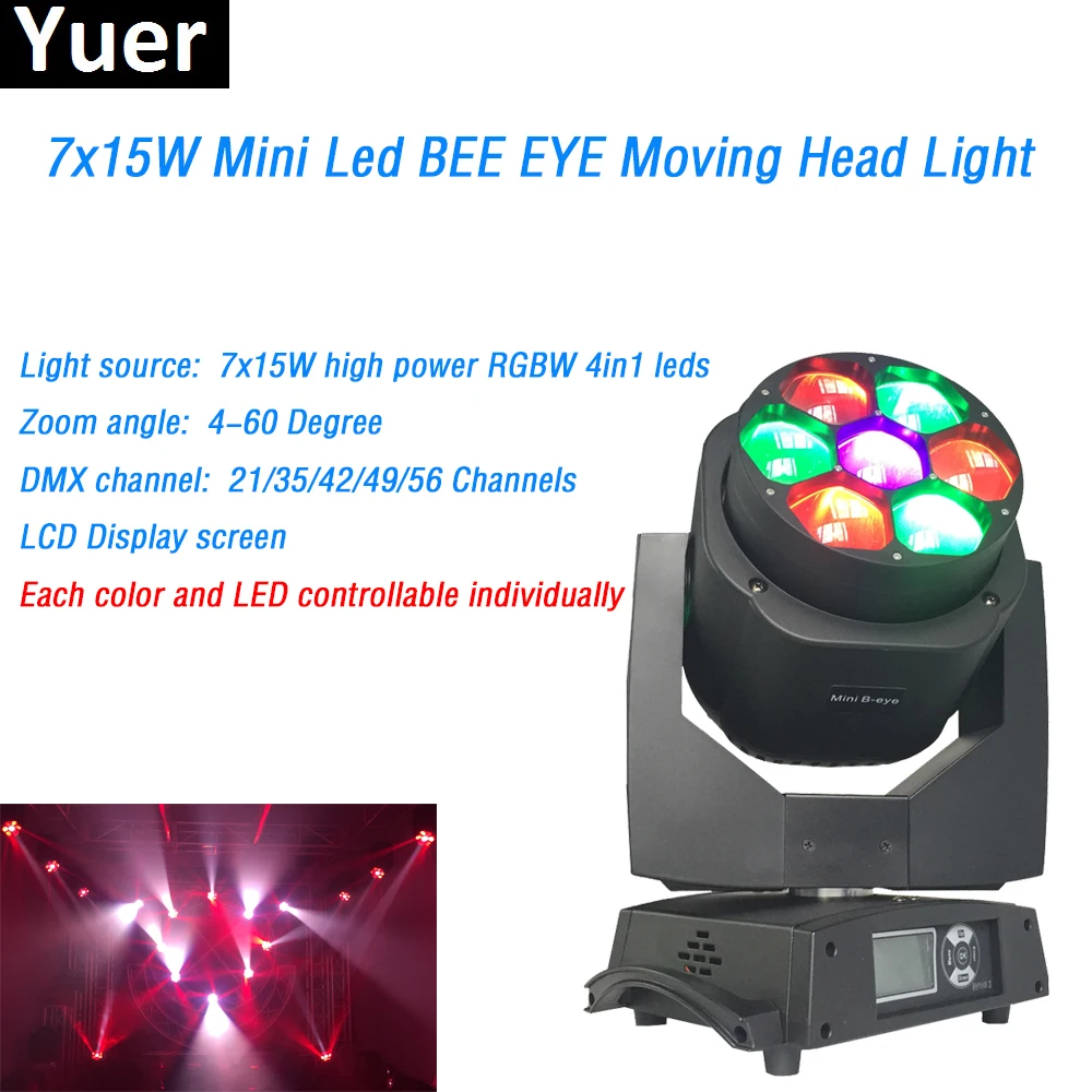 7X15W RGBW 4IN1 led Mini Bee Eye Moving Head Wash Beam Lights led lamp 4-60 Degree Zoom Angle DJ Disco Professional Stage Lights
7X15W RGBW 4IN1 led Mini Bee Eye Moving Head Wash Beam Lights led lamp 4-60 Degree Zoom Angle DJ Disco Professional Stage Lights