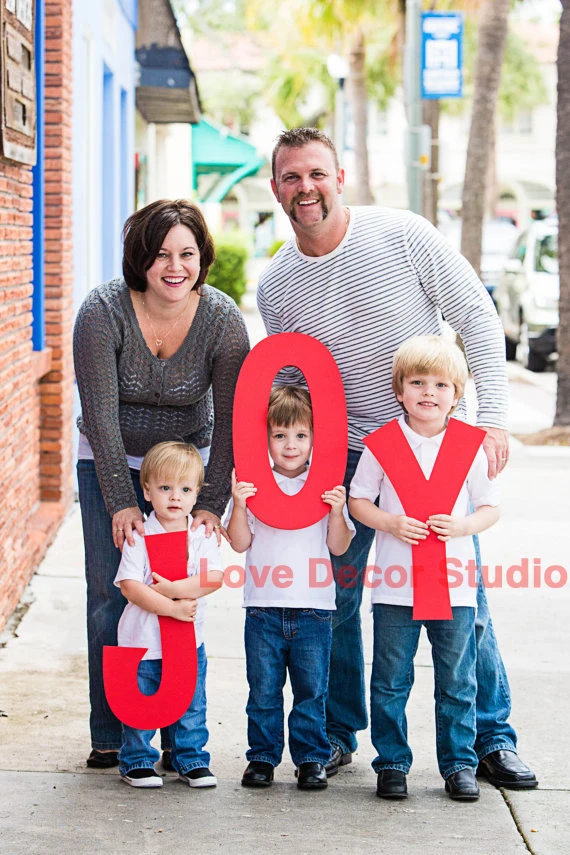 size:12" tall, 0.59" Thickness JOY Holiday Card Photo Prop - Christmas Sign - Holiday Christmas Card Prop and Family Photograph
size:12" tall, 0.59" Thickness JOY Holiday Card Photo Prop - Christmas Sign - Holiday Christmas Card Prop and Family Photograph