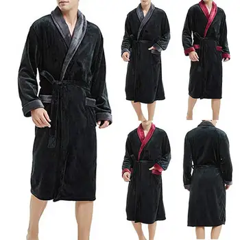 2020 Men's Winter Plush Lengthened Shawl Bathrobe Home Clothes Long Sleeved Robe Coat Men Robe Albornoz Hombre peignoir homme
2020 Men's Winter Plush Lengthened Shawl Bathrobe Home Clothes Long Sleeved Robe Coat Men Robe Albornoz Hombre peignoir homme