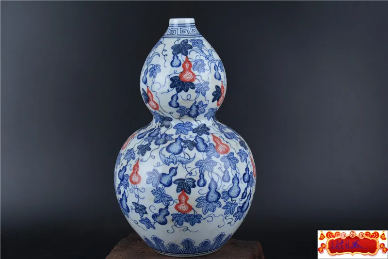 Antique QingDynasty porcelain vase,Red&white and blue glaze,gourd,Hand-painted crafts,Collection&Adornment,Free shipping
Antique QingDynasty porcelain vase,Red&white and blue glaze,gourd,Hand-painted crafts,Collection&Adornment,Free shipping