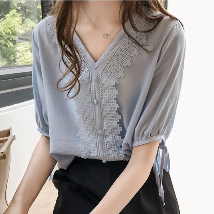 2019 New Summer Women Loose V-neck Chiffon Shirt & Blusas Feminine Short Sleeve Tops & Blouses Plus Size 4XL Feminina
2019 New Summer Women Loose V-neck Chiffon Shirt & Blusas Feminine Short Sleeve Tops & Blouses Plus Size 4XL Feminina