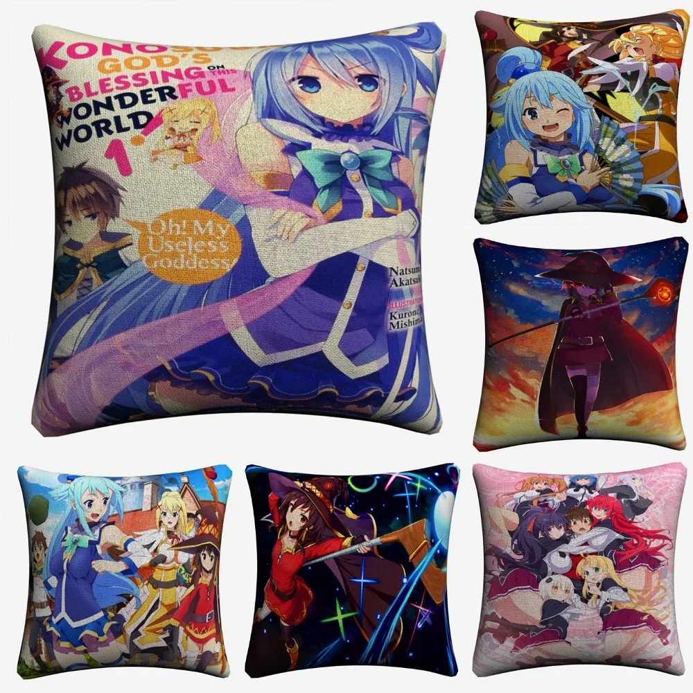 Konosuba боги благословение Аниме Девушки декоративное хлопковое белье Чехол для