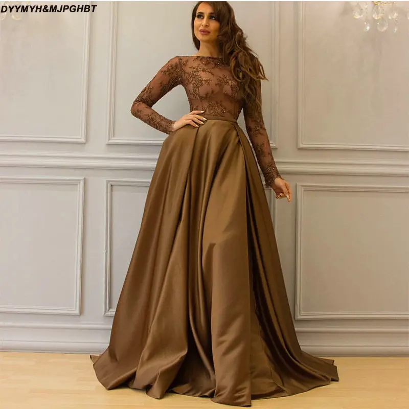 Lace Beads Evening Dresses with O Neck Illusion Long Sleeves Floor Length Custom Made Vestido De Festa
Lace Beads Evening Dresses with O Neck Illusion Long Sleeves Floor Length Custom Made Vestido De Festa