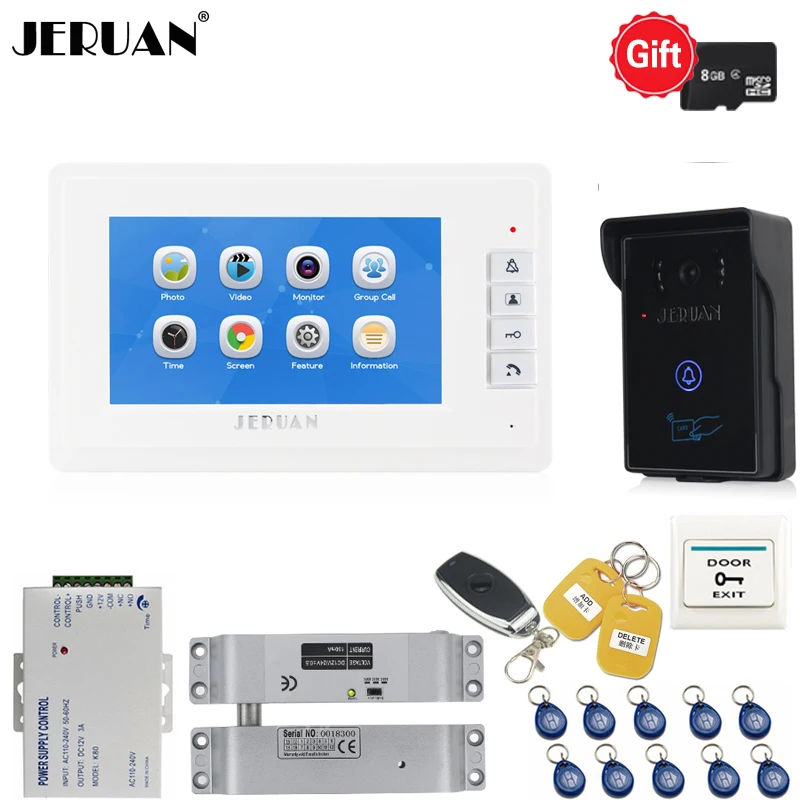 JERUAN 7 inch TFT Screen Video door phone Doorbell Video/voice Recording Intercom System kit Waterproof RFID Access Camera 1V1
JERUAN 7 inch TFT Screen Video door phone Doorbell Video/voice Recording Intercom System kit Waterproof RFID Access Camera 1V1
